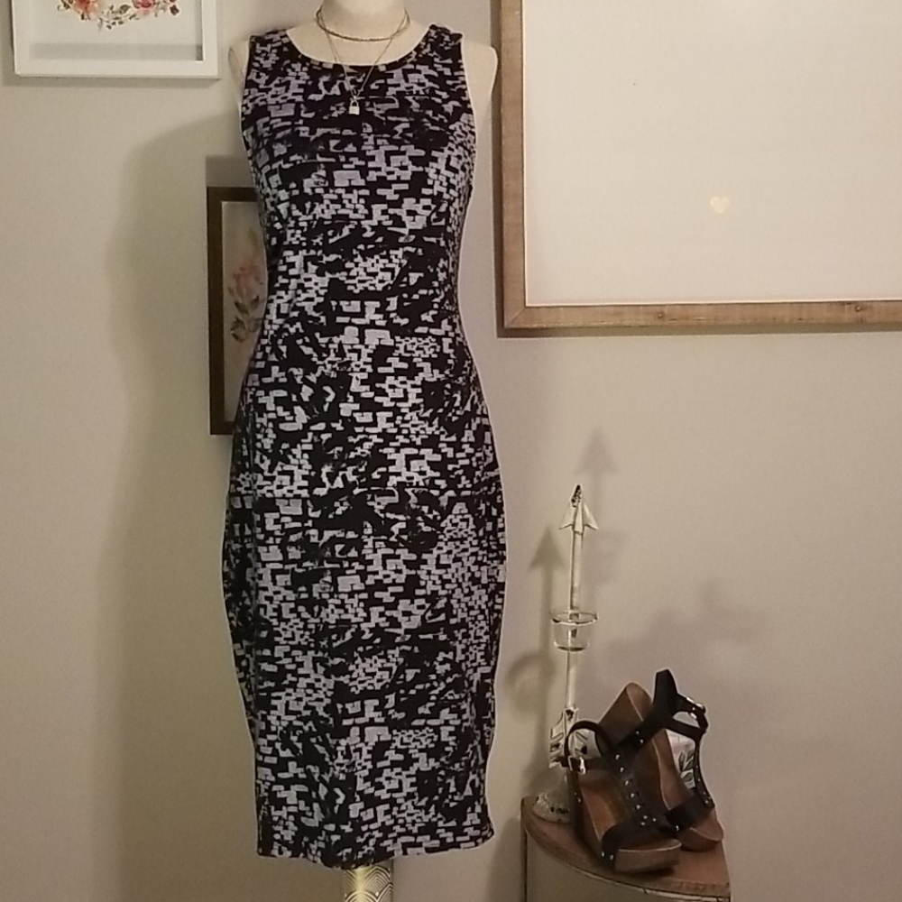 Black and Gray Midi Dress